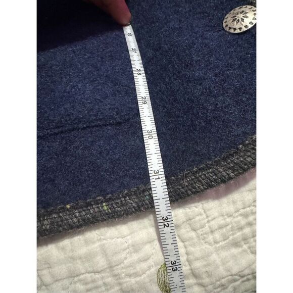 L.L Bean 100% New wool blue button front sweater coat M - Picture 8 of 11